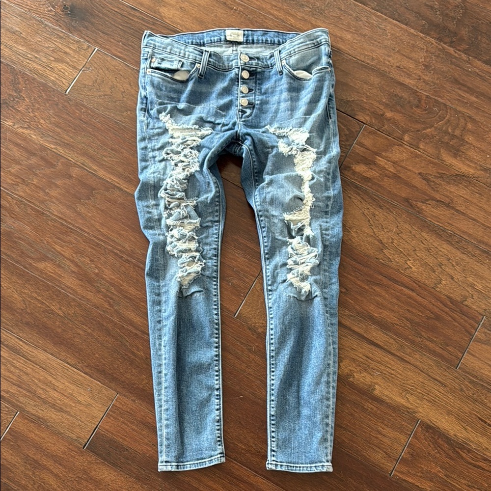 Hudson Ciara Skinny Distressed Blue Denim Jeans